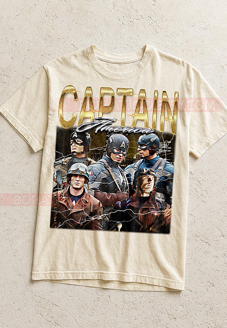 Steve Rogers Bootleg Shirt, First Avenger Graphic Tee, Action Movie Legend Fan Gift image 2