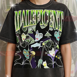 Camiseta de Maléfica de La Bella Durmiente, camiseta vintage de la estrella animada de la villana hechicera de La Bella Durmiente, estilo retro de los 90, suéter de Maléfica