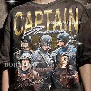 Steve Rogers Bootleg Shirt, First Avenger Graphic Tee, Action Movie Legend Fan Gift image 1