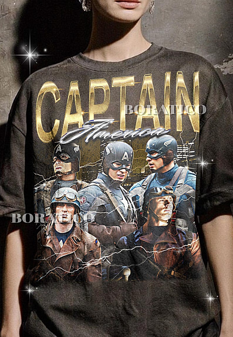 Steve Rogers Bootleg Shirt, First Avenger Graphic Tee, Action Movie Legend Fan Gift image 1