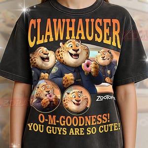 Clawhauser Zootopia Shirt, 90er Jahre Vintage Retro Bootleg Cheetah Cop T-Shirt, Donut Liebhaber Grafik T-Shirt, Retro Tier Held Shirt Bild 1
