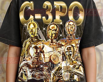 C-3PO Bootleg Shirt, Vintage Protocol Droid Str Wrs Character Tee, 90s Retro Throwback T-shirt, C-3PO Sweater