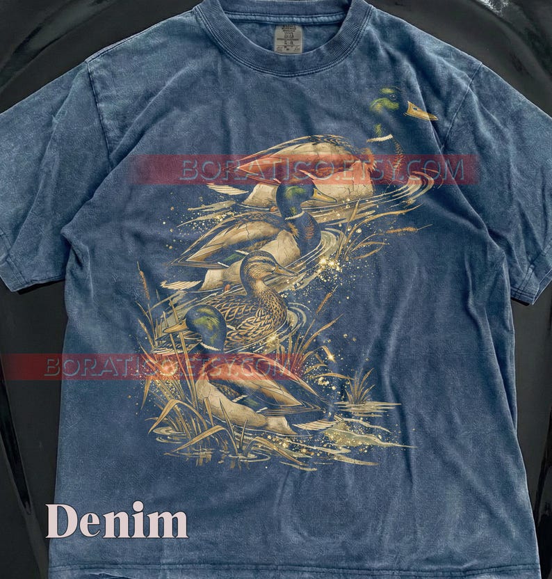 Mallard Ducks Drake And Hen Comfort Colors® Tshirt, Waterfowl Bird Watching Wildlife Nature, Retro Vintage Art, Duck Hunter Graphic image 4