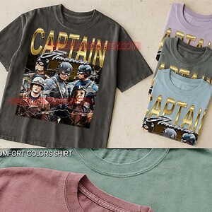 Steve Rogers Bootleg Shirt, First Avenger Graphic Tee, Action Movie Legend Fan Gift image 4
