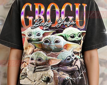 Grogu-T-shirt, vintage vondeling schattig alien scifi-personage The Child-T-shirt, jaren 90 retro throwback, Grogu-sweater