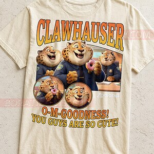 Clawhauser Zootopia Shirt, 90er Jahre Vintage Retro Bootleg Cheetah Cop T-Shirt, Donut Liebhaber Grafik T-Shirt, Retro Tier Held Shirt Bild 2