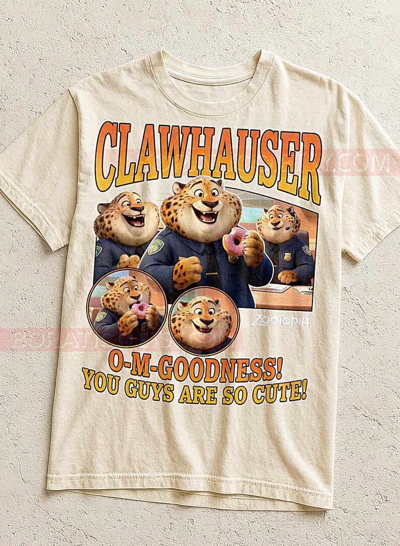 Clawhauser Zootopia Shirt, 90er Jahre Vintage Retro Bootleg Cheetah Cop T-Shirt, Donut Liebhaber Grafik T-Shirt, Retro Tier Held Shirt Bild 2