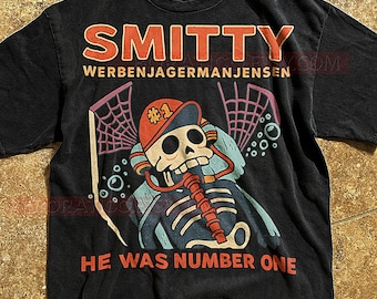 Smitty Werbenjagermanjensen T-Shirt, He Was Number One Vintage Shirt, Retro Cartoon Funny Graphic Skeleton Tee, Nostalgia Shirt