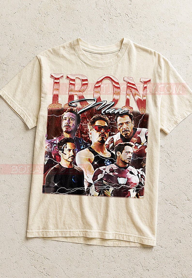 Tony Stark Bootleg Shirt, Genius Inventor Superhero Graphic Tee, Action Movie Legend Fan Gift image 2