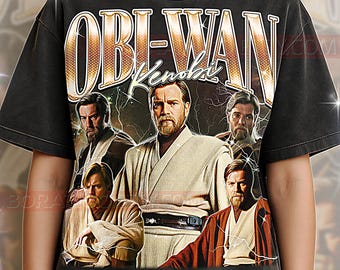 Koszulka z Obi-Wanem Kenobim, klasyczny t-shirt z gwiazdą w stylu retro z mistrzem Jedi i bohaterem science fiction, powrót do lat 90., sweter z Obi-Wanem Kenobim