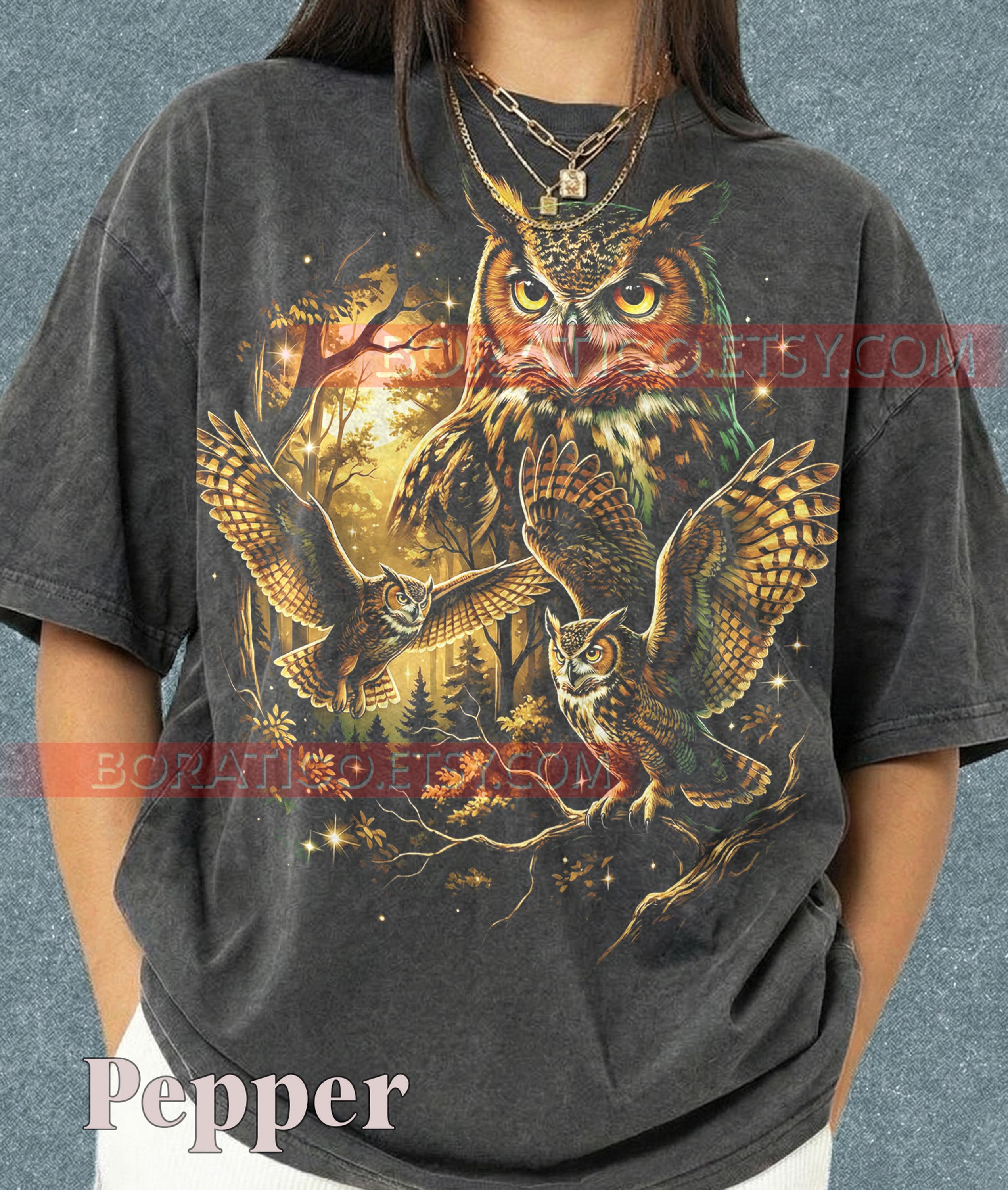 Vintage Owl 90S Graphic Style Comfort Colors&reg; Tshirt, Mystical Bird Nature Lover Retro Tee, Grea