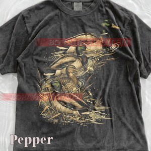 Mallard Ducks Drake And Hen Comfort Colors® Tshirt, Waterfowl Bird Watching Wildlife Nature, Retro Vintage Art, Duck Hunter Graphic image 2