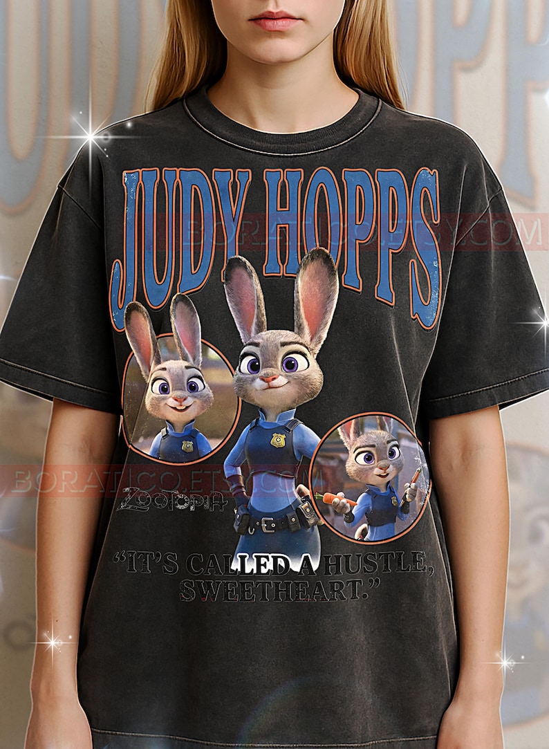 Judy Hopps Zootopia Shirt, 90s Vintage Retro Bootleg Bunny Cop T-Shirt, Rabbit Detective Graphic Tee, Retro Animal Movie Fan Shirt image 1