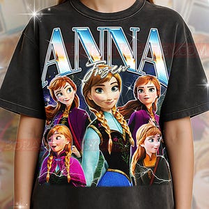 Anna Fr0zen T-Shirt, Vintage Fr0zen Princess Animated Heroine Family Film Star Tee, 90s Retro Throwback, Anna Sweater