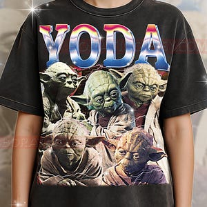 Yoda Bootleg Shirt, Vintage Green Master Str Wrs Character Tee, 90s Retro Throwback T-shirt, Yoda Sweater