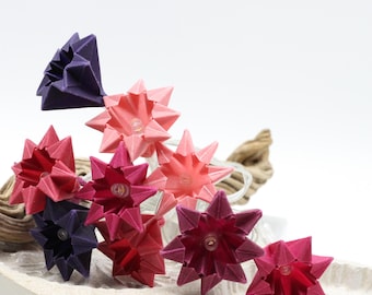 Origami Lichterkette nach Waldorf Art, Rosa- und Lilatöne