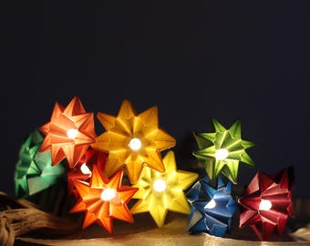 Origami Lichterkette nach Waldorf Art, Regenbogen