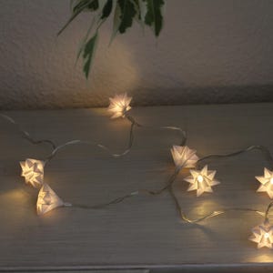 Origami Lichterkette nach Waldorf Art, Schneeweiß