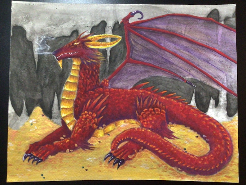 Red Dragon Painting Etsy