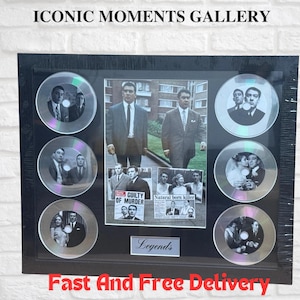 Puede incluir: Un collage en blanco y negro enmarcado con imágenes de actores y escenas de una película. El collage incluye seis imágenes circulares, dos imágenes rectangulares y la palabra "Legends". El texto "Iconic Moments Gallery" está en la parte superior.