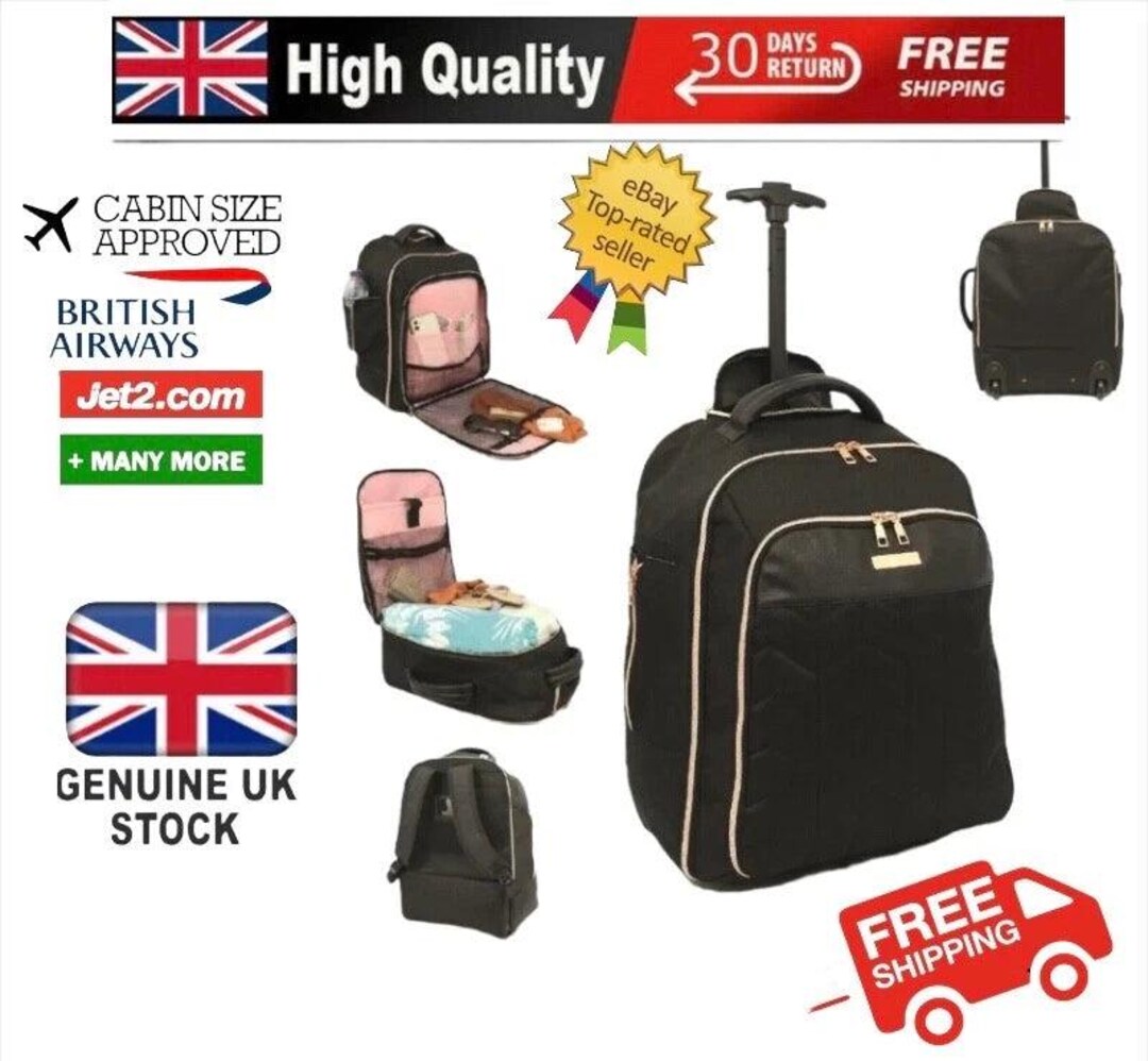 CABIN APPROVED WHEELED Rucksack | Travel Laptop Bag, Rolling Backpack ...