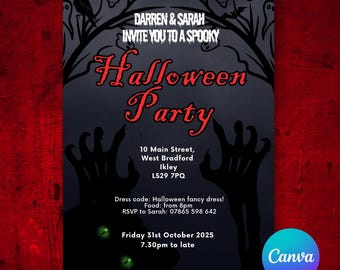 Invito per festa di Halloween / Invito spettrale modificabile / Download digitale