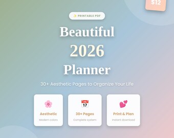 2026 Planner | Daily, Weekly, Monthly Goal Tracker (PDF Download)