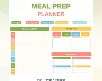 2026 Meal Prep Planner | Weekly Meal Plan, Grocery List, Recipes (PDF Download)