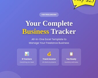 Freelancer Business Tracker Excel | Income Expense Tracker | Invoice Generator & Tax Planner