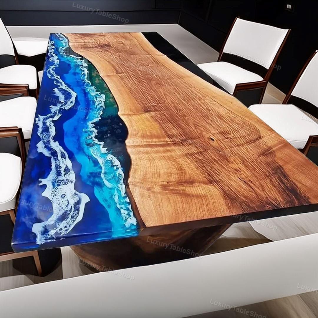 Ocean Epoxy Resin Dining Table – Statement Centerpiece for Luxury Homes ...