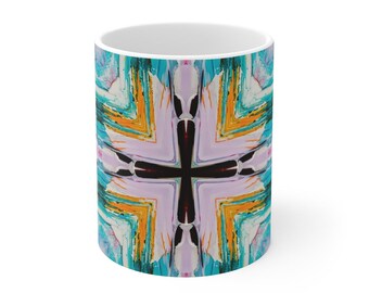 Ceramic Coffee Mug- Abstract Art Colorful Home Decor, 11oz