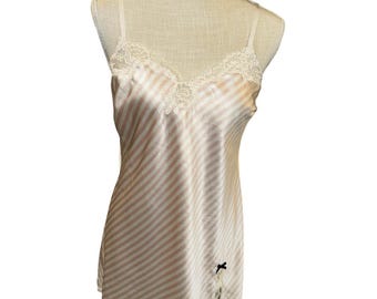 Vintage Y2K Victoria’s Secret Soft Blush Satin Lace Slip Dress Lingerie M
