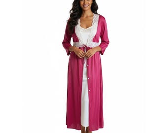Vintage Barad Nylon Lace Nightgown | Dressing Gown | Robe | Bell Sleeve | Size L