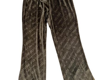 Pantalones de salón con logotipo de terciopelo negro de Juicy Couture, talla S