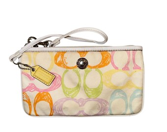 Coach Hampton Scribble Wristlet Women Multicolor Signature C Canvas