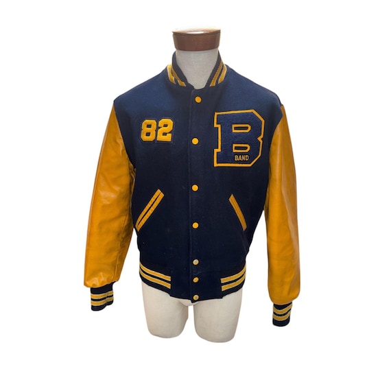 Vintage 1980s Brookhaven Bearcats Varsity Jacket Black Yellow