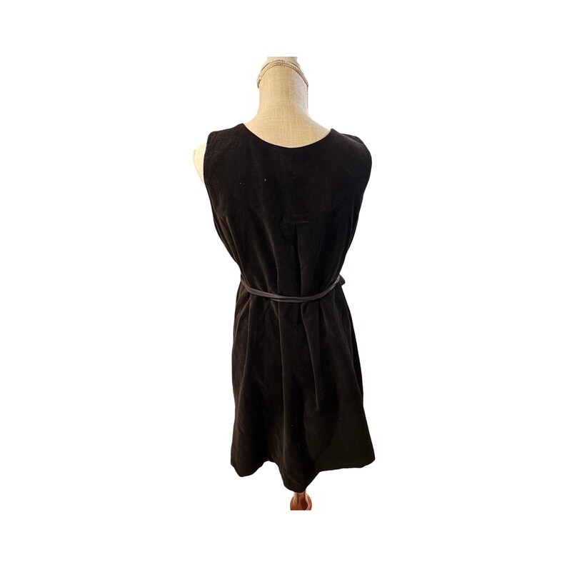 Anthropologie Lithe Orbit Black Velvet Floral Applique Swing Dress Y2K Size 8 image 5