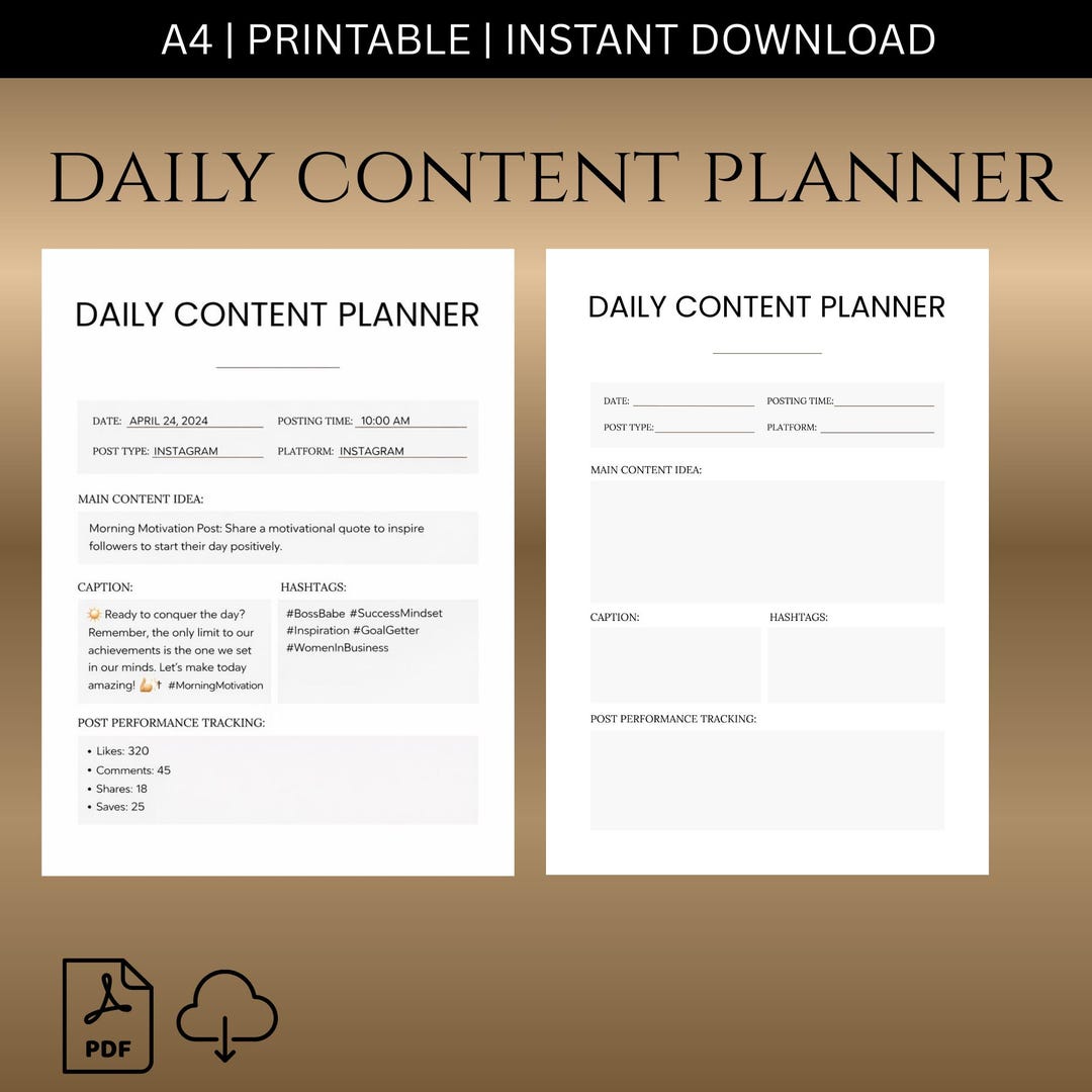 Daily Content Planner | Social Media Organisation | Digital and Printable A4 - Etsy