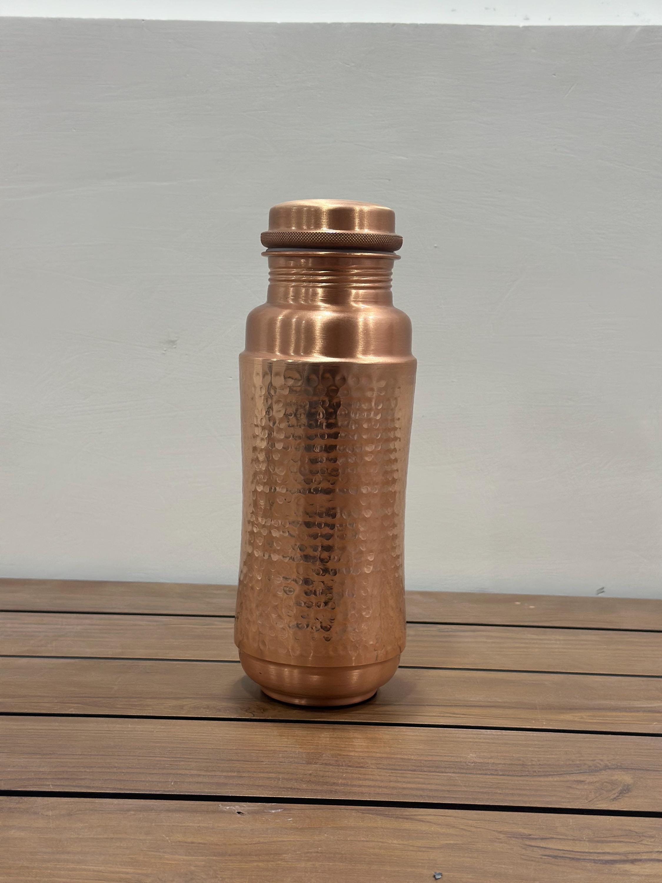 Pure Hammered Copper Water Bottle, Handcrafted Drinking Vessel, Wellness Hydration Container