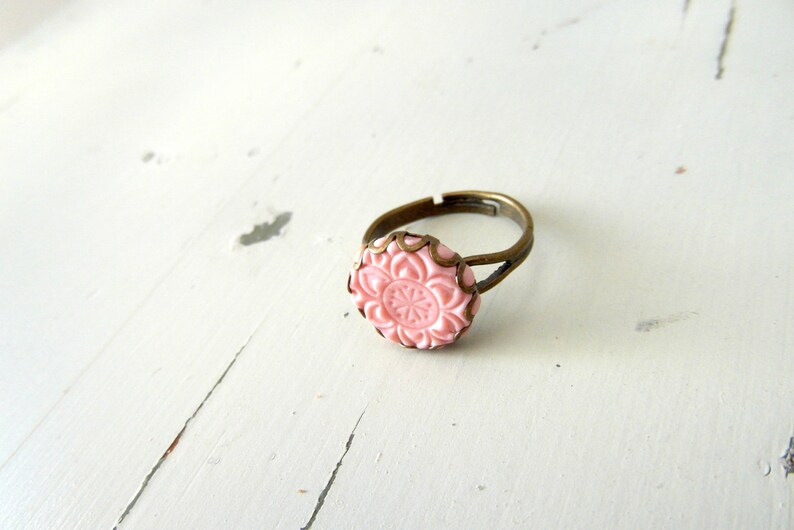 Gift for her FREE SHIPPING ! Pink adjustable ring Small statement ring colorful cocktail ring