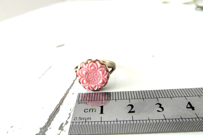 Gift for her FREE SHIPPING ! Pink adjustable ring Small statement ring colorful cocktail ring