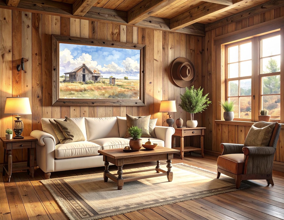 Rustic Farmhouse Landscape Art Print – Lonesome Acres (digital Download ...