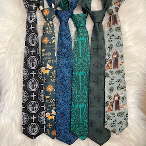 AMDG Marian Auspice  Chi Rho Ties Custom Size Faith Collection Catholic Benedict Francis