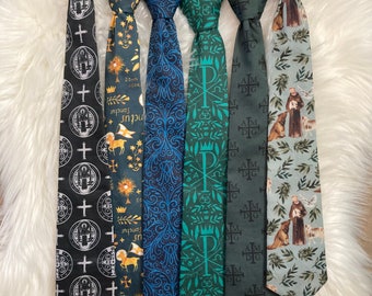 AMDG Marian Auspice  Chi Rho Ties Custom Size Faith Collection Catholic Benedict Francis Boys