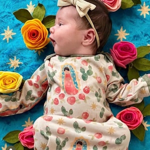 Our Lady of Guadalupe Baby Gown Set with Bonnet Catholic
