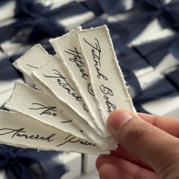 Handwritten Name Tags, Gift Tags, Wedding, Favours, Deckled Ivory Paper