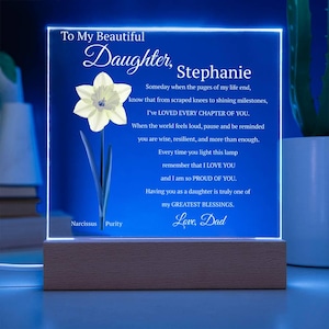 Personalized Daughter Gift | December Birth Flower Acrylic Plaque