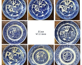 Platos pequeños de sauce azul / 4 a 6 pulgadas