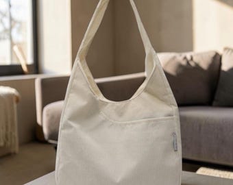 Corduroy Hobo Tote Bag Large Capacity Shoulder Bag Minimalist Soft Bucket Bag Casual Everyday Purse Women Slouchy Handbag