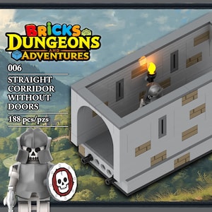 LEGO® Castle, Corridor without Door, figurine Skeleton Warrior, Bricks Dungeons and Adventures (Instructions PDF)